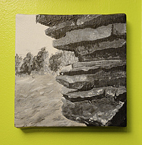 Rocks on the water - Acrylics on 6x6 canvas